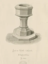 Font Stoke-upon-Trent Church: sépiová kresba