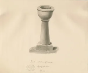 Písmo v Acton Trussell Church: sépiová kresba, 1841