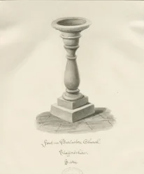 Písmo v kostele Barlaston: sépiová kresba, 1844