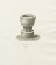 Písmo v kostele Dilhorne: sépiová kresba, 1847