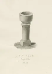 Písmo v kostele Onecote: sépiová kresba, 1847