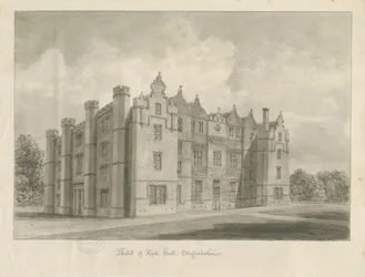 Keele Hall: sépiová kresba