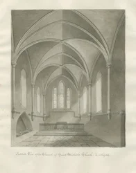Lichfield - interiér kostela sv. Michala: sépiová kresba