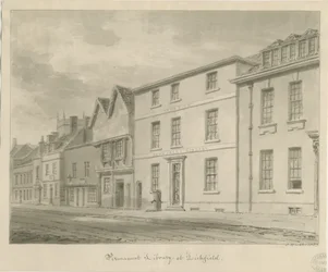 Lichfield - Library: sépiová kresba, 1833
