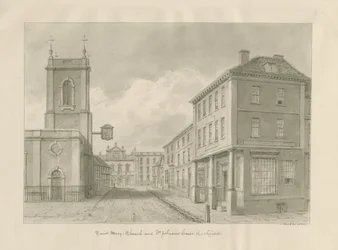 Lichfield - Kostel Panny Marie: sépiová kresba, 1833