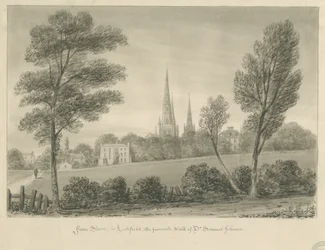 Lichfield - Stowe: sépiová kresba