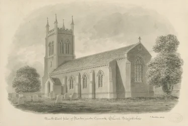 Norton Canes Church: sépie lavírovaná kresba