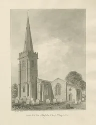 Rolleston Church: sépiová kresba
