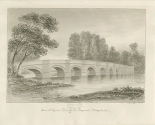Shugborough Bridge: sépiová kresba, nd [40. léta 19. století]