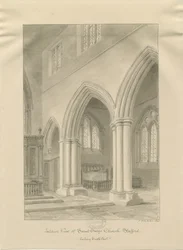 Stafford - Interiér kostela Panny Marie: sépiová kresba, 1841