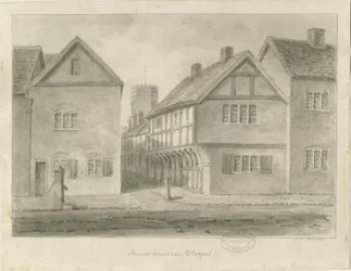 Stafford - Little Church Lane: sépiová kresba, 1841