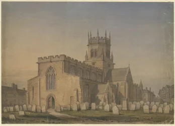 Stafford - Kostel Panny Marie: kresba akvarelem, 1846