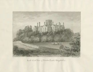 Stourton Castle: sépiová lavírovaná kresba, 1846
