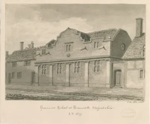 Tamworth - Gymnázium: kresba v sépii, 1838