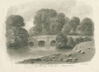 Trentham Hall - Bridge: sépiová kresba, 1844