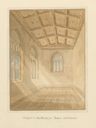 Wiltshire - Sarum - interiér kaple v biskupském paláci, 1800