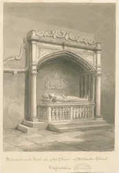 Wolstanton Church - Monument: sépie lavírovaná kresba