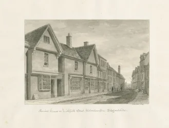 Wolverhampton - Ancient Houses in Lichfield Street: sépiová kresba