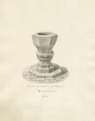 Worcestershire - Hampton Lovett Church - Font: sépiová kresba