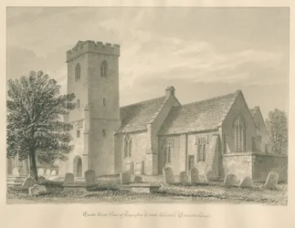 Worcestershire - Hampton Lovett Church: sépiová kresba, 1833