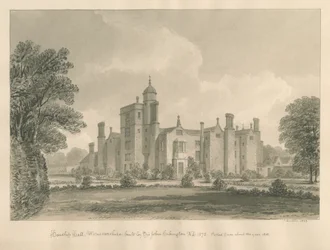 Worcestershire - Hindlip Hall: sépiová kresba, 1833