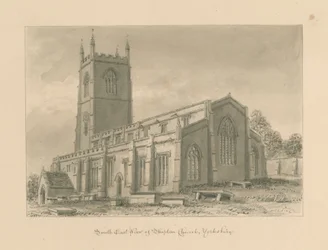 Yorkshire - Skipton Church: sépiová kresba, 1818
