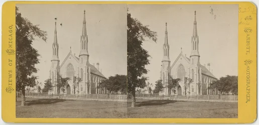 Stereoskopický pohled na Unity Church, c.1870