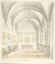 Lea Castle, Worcestershire, Jídelna Pohled na jih, ca. 1816.