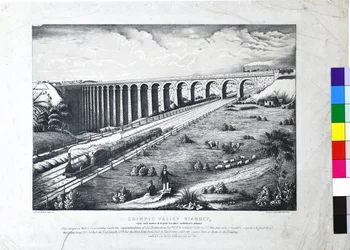 Viadukt Crimple Valley, železnice York and North Midland Railway. Harrogate Branch