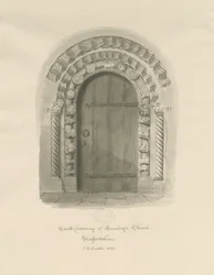 Armitage Church - South Doorway: sépiová kresba