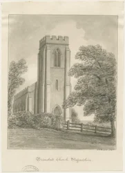 Bramshall Church: sépiová kresba