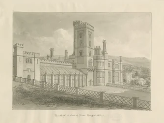 Ilam Hall: sépiová kresba