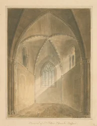Oxfordshire – Oxford – interiér kněžiště kostela svatého Petra, 1811