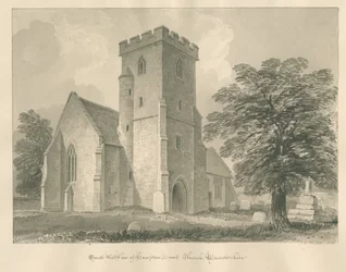 Worcestershire - Hampton Lovett Church: sépiová kresba, 1833