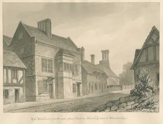 Worcestershire - Droitwich - Workhouse: sépiová kresba