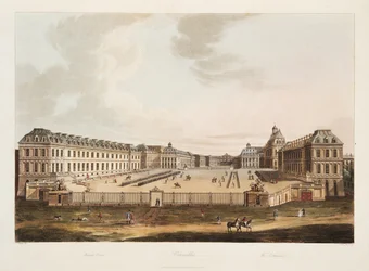 The Entrance, ilustrace z Versailles, Paříž a Saint Denis, hospoda. 1805 (akvatinta)