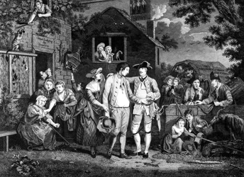 Recruiting Serjeant, vyrytý Johnem Goldarem, 1769