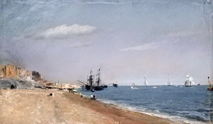 Pláž v Brightonu s uhelnými loděmi, 1824