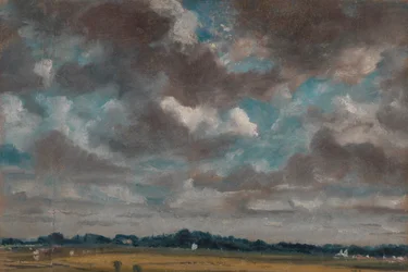 Rozsáhlá krajina s šedými mraky, ca. 1821.