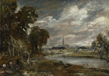 Katedrála v Salisbury od řeky Nadder, c.1829