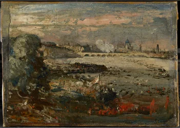 Skica k dílu „Otevření mostu Waterloo, pohled ze schodů Whitehall, 18. června 1817“
