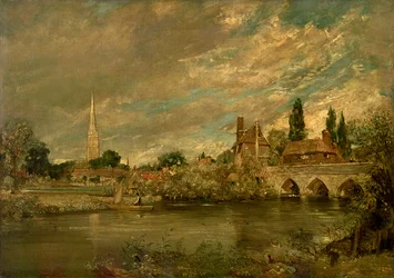 Most Harnham a katedrála v Salisbury, c.1820