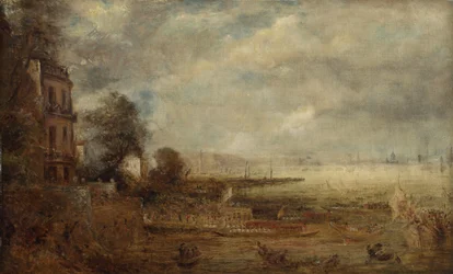 Waterloo Bridge při pohledu z Whitehall Stairs, c.1829