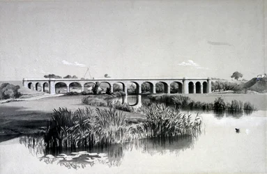 Avon viadukt, Wolston, 2. července 1837 (pero, inkoust a mytí na papíře)