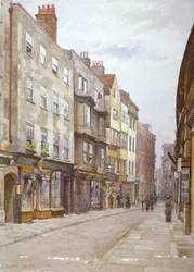 Pohled na Hollywell Street při pohledu na západ, Westminster, Londýn, 1882