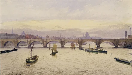 Pohled na most Waterloo z Hungerford Bridge, 1888