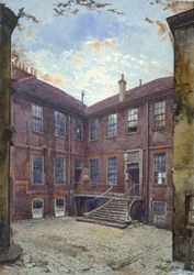 Pohled na starý dům v Great Winchester Street, City of London, 1880.