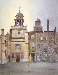 Pohled na severní stranu Chapel Tower, Charterhouse, Londýn, 1885.