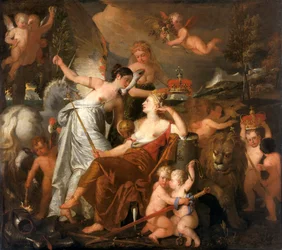 „Pozdní princezna ztělesňující mír korunující slávu Anglie odrážející se v Evropě“, 1819