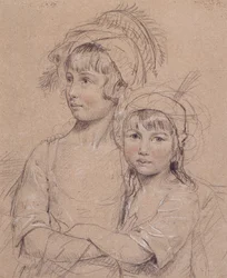 No.1857 Slečny Rigby, dvě dcery pana Rigbyho z Norwiche (1747-1821), slavného chirurga, 1778 (křída na papíře)